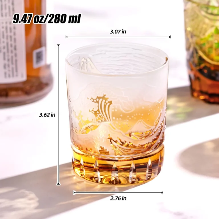 KAMMAK Amber and Aqua Japanese Cut Whiskey Glasses, Set of 2 - product image 2