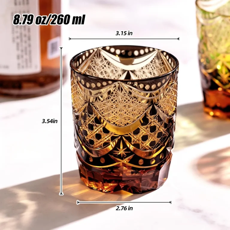 KAMMAK Amber and Green Japanese Cut Whiskey Glasses, Set of 2 - product image 2