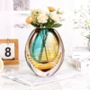 KAMMAK Amber Aqua Oval Hand-Blown Art Glass Vase - SYX023 - product image 3 KAMMAK 8HPSYX023 glass vase shape and proportion detail image 3