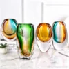 KAMMAK Amber Aqua Oval Hand-Blown Art Glass Vase - SYX023 - product image 7 KAMMAK 8HPSYX023 glass vase decorative craft detail image 7