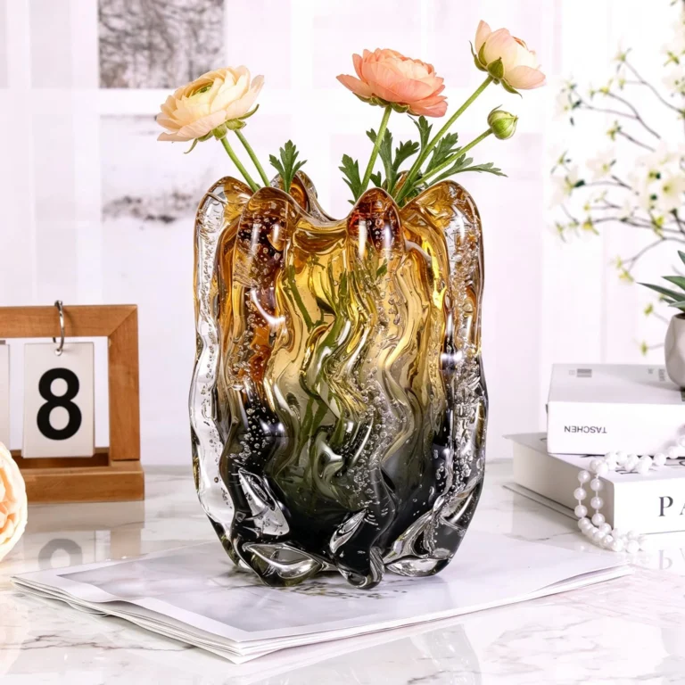 KAMMAK Amber Sculptural Hand-Blown Art Glass Vase - SYX021 - product image 3
