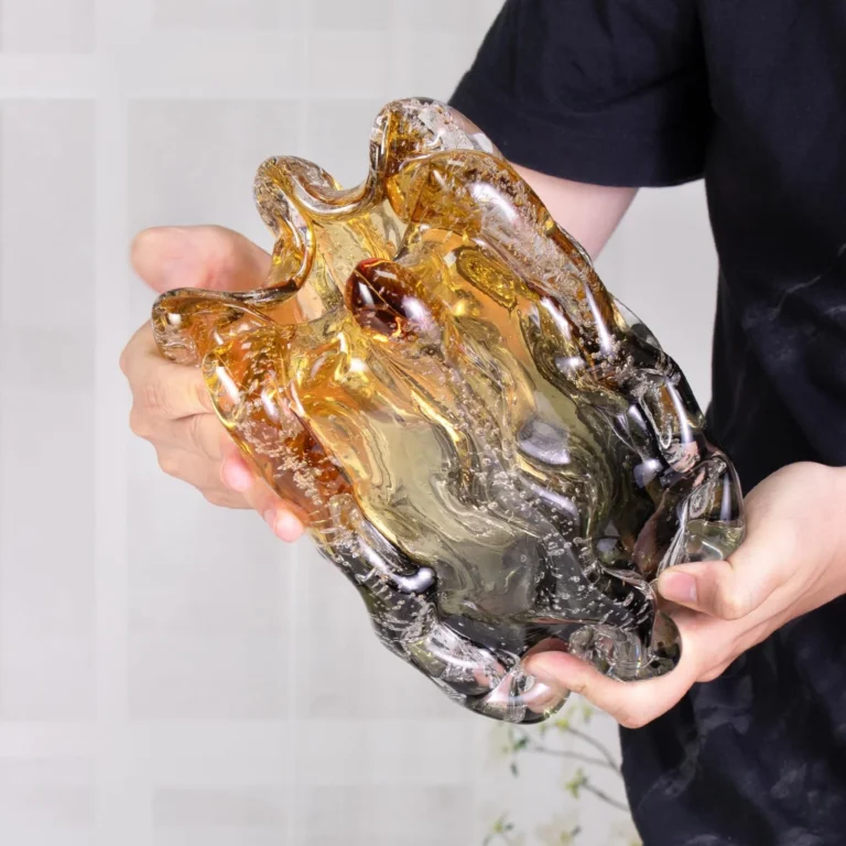 KAMMAK Amber Sculptural Hand-Blown Art Glass Vase - SYX021 - product image 6