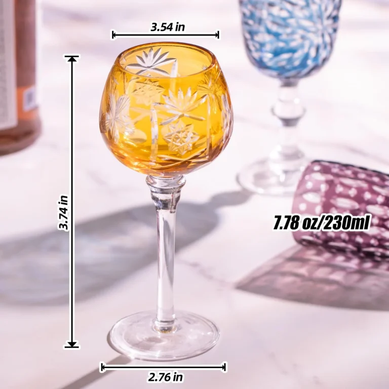 KAMMAK Amber Yellow Cut Wine Goblets, Set of 2 - RS020 - product image 2