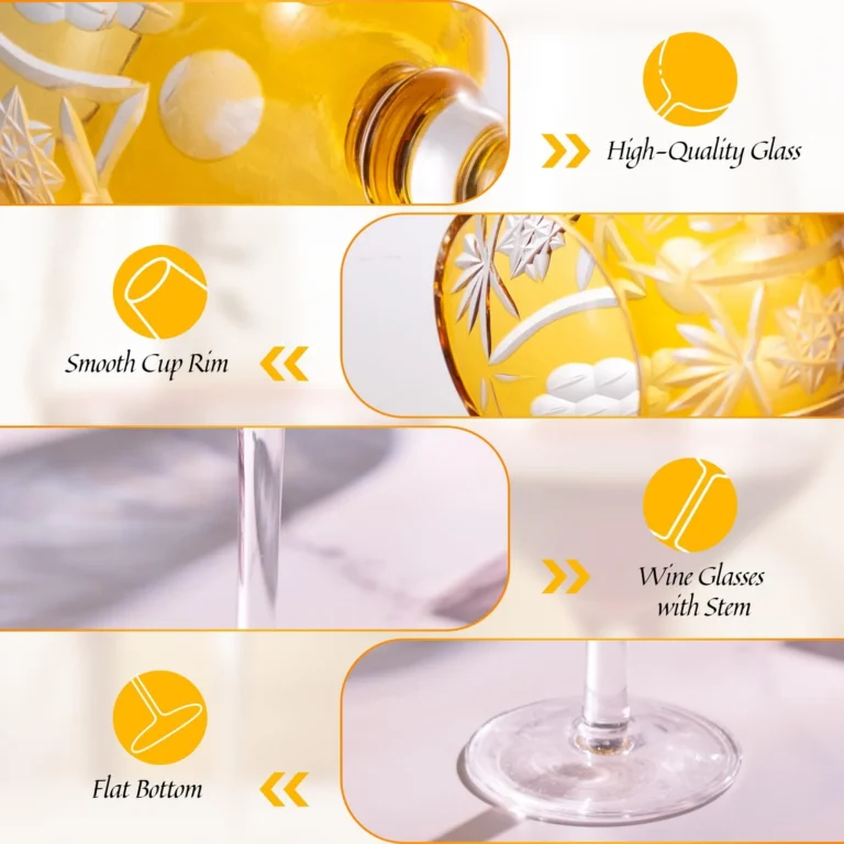 KAMMAK Amber Yellow Cut Wine Goblets, Set of 2 - RS020 - product image 3