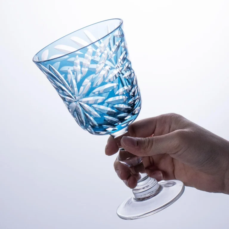 KAMMAK Blue Cut Wine Goblets, Set of 2 - RS019 - product image 4