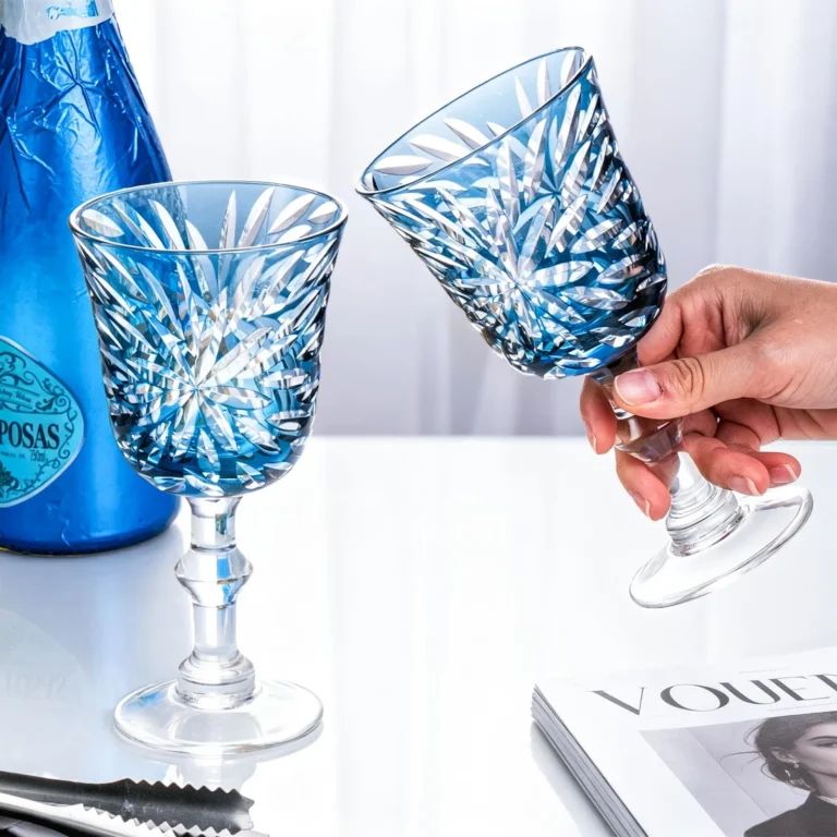 KAMMAK Blue Cut Wine Goblets, Set of 2 - RS019 - product image 5
