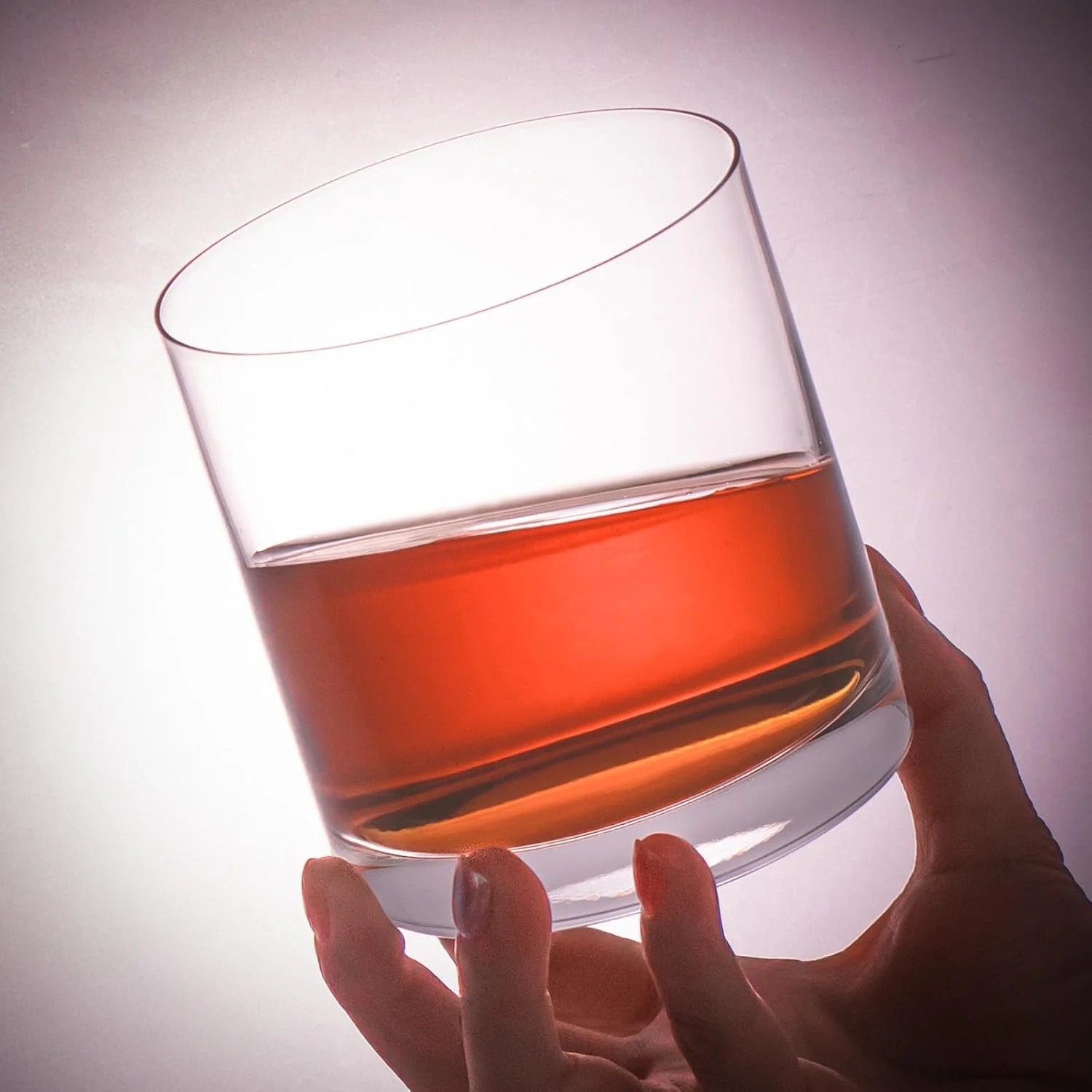 KAMMAK 777N heavy-base whiskey glass held against a light background