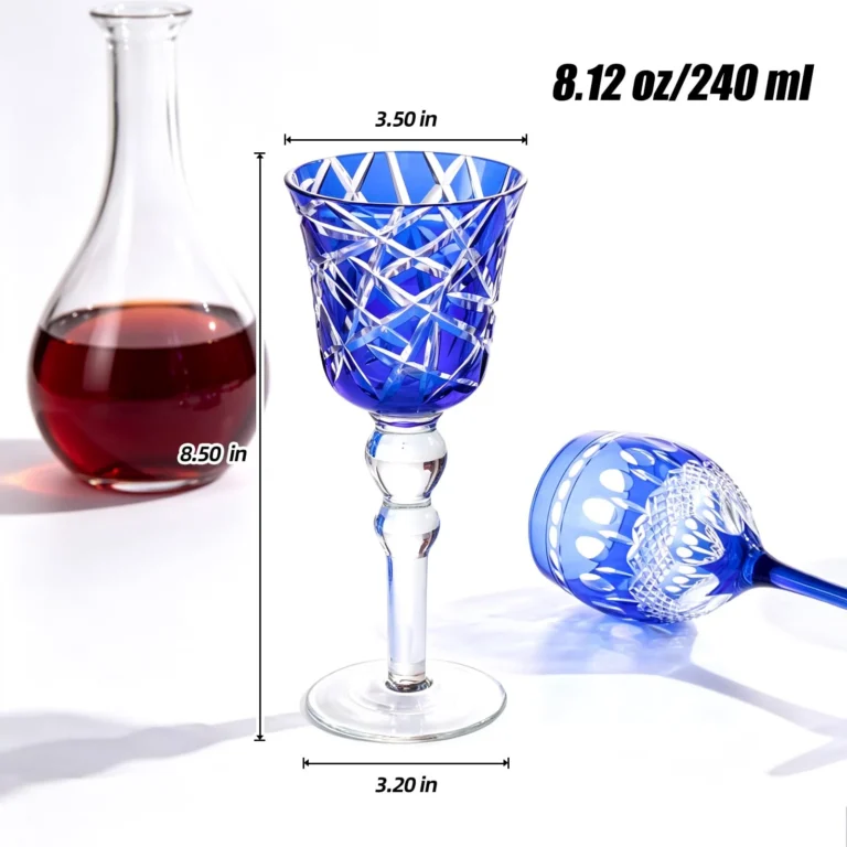 KAMMAK Cobalt Blue Cut Wine Goblets, Set of 2 - RS026 - product image 2