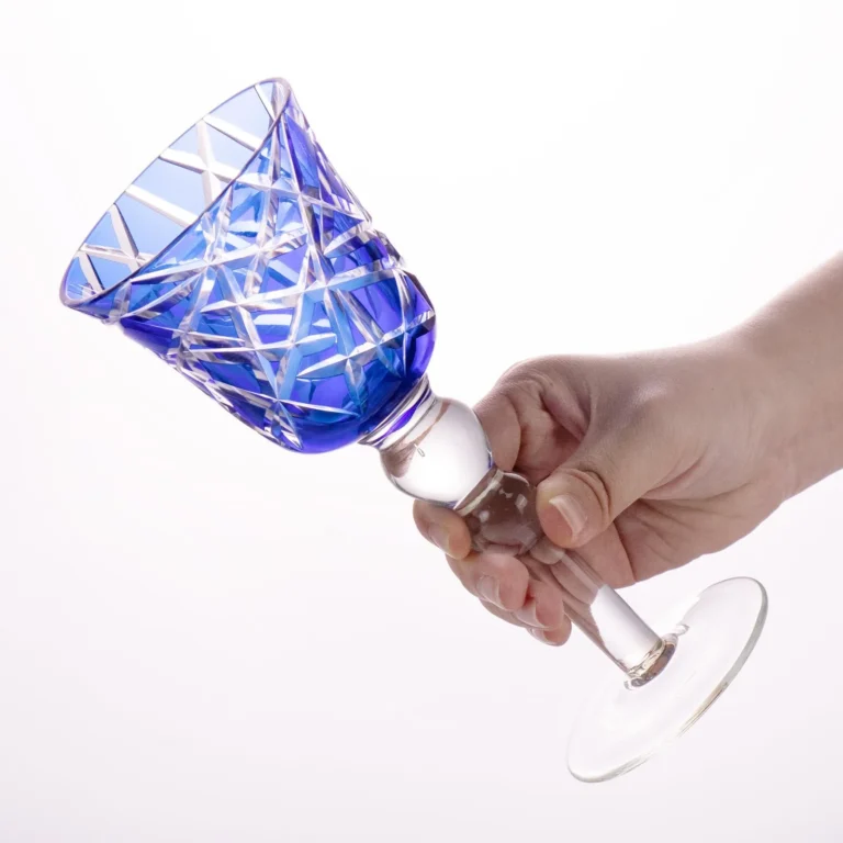 KAMMAK Cobalt Blue Cut Wine Goblets, Set of 2 - RS026 - product image 4