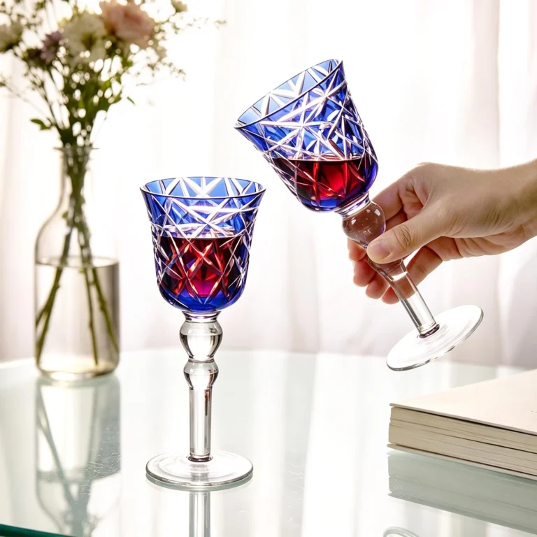 KAMMAK Cobalt Blue Cut Wine Goblets, Set of 2 - RS026 - product image 5