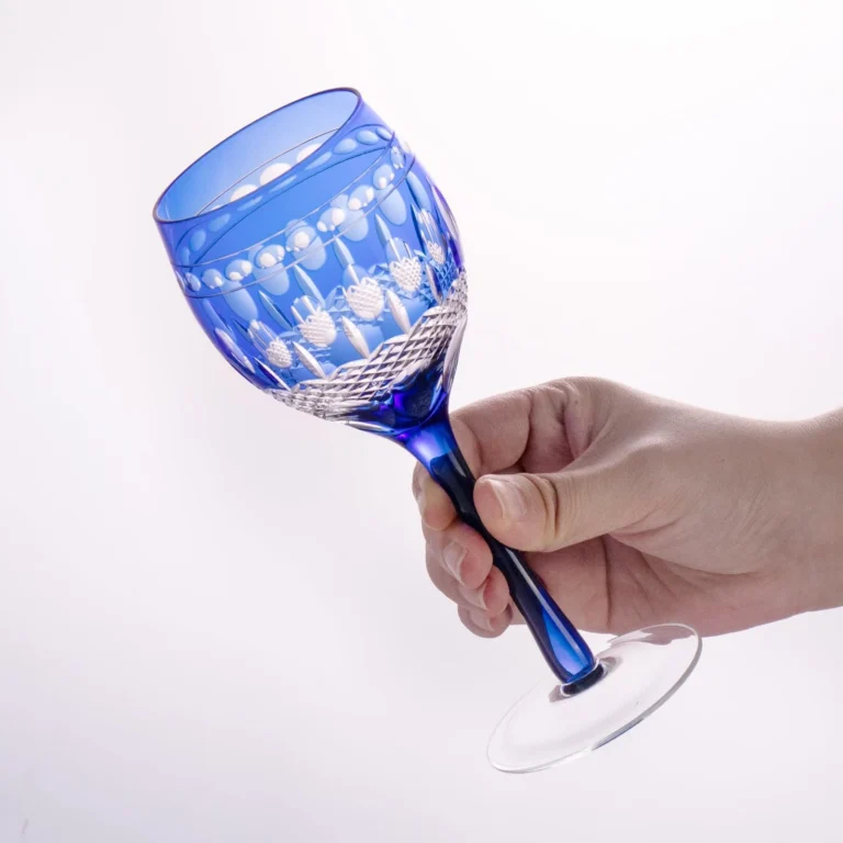 KAMMAK Cobalt Blue Cut Wine Goblets, Set of 2 - RS027 - product image 4