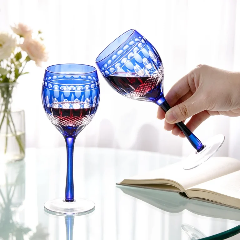 KAMMAK Cobalt Blue Cut Wine Goblets, Set of 2 - RS027 - product image 5