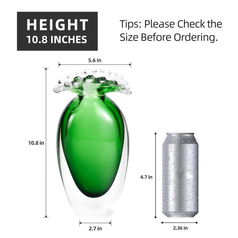 KAMMAK Emerald Green Hand-Blown Art Glass Vase - SYX025 - product image 2