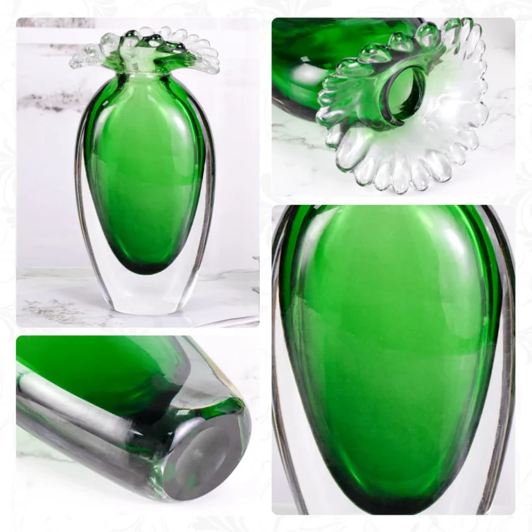 KAMMAK Emerald Green Hand-Blown Art Glass Vase - SYX025 - product image 4