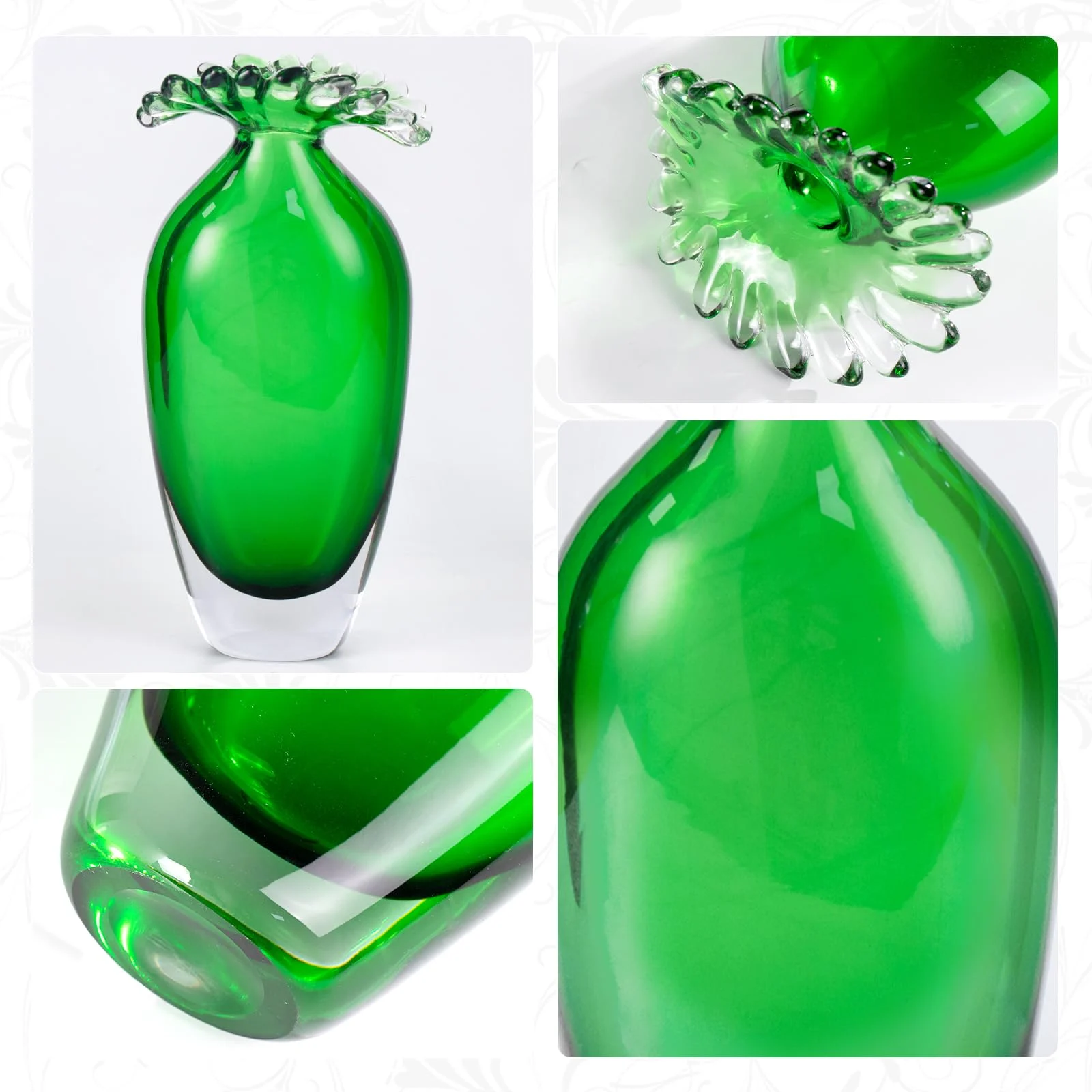 KAMMAK Emerald Green Tall Hand-Blown Art Glass Vase - SYX026 - product image 5