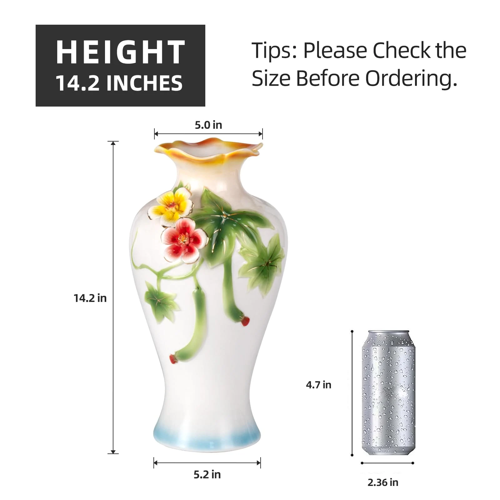 KAMMAK Hand-Painted Floral Ceramic Vase - YZ001 - product image 2