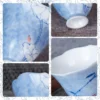 Close views of the blue floral pattern and glazed rim KAMMAK 7KPSP669N+785N ceramic cup and saucer styled home decor setting image 5