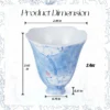 Blue floral ceramic tea cup dimensions and 2.4 oz capacity KAMMAK 7KPSP669N+785N ceramic cup and saucer scale and proportion view image 6