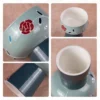 Red floral motif blue glaze wide rim and pedestal foot KAMMAK 7KPSP706N ceramic cup and saucer close-up material texture detail image 4