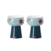 KAMMAK blue floral pedestal tea cups set of two KAMMAK 7KPSP706N ceramic cup and saucer front view for product display