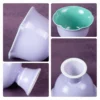 Scalloped rims glazed interiors and short cup stems KAMMAK 7KPSP674N+675N ceramic cup and saucer styled home decor setting image 5