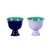 KAMMAK dark blue and lavender ceramic tea cups set of two KAMMAK 7KPSP674N+675N ceramic cup and saucer front view for product display