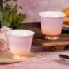 Two blush gradient ceramic tea cups arranged together KAMMAK 7KPSP707N ceramic cup and saucer styled home decor setting image 5