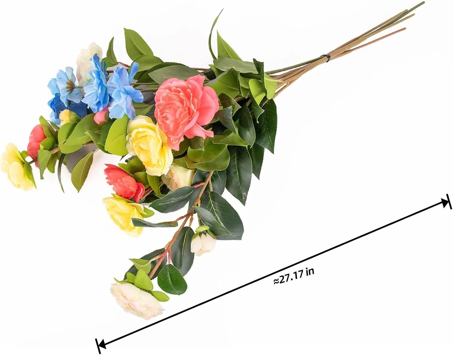 Mixed artificial flower stems shown with approximate length
