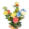 Coral yellow cream and blue artificial flower stems KAMMAK 8KPFZH011 home decor product front view for product display