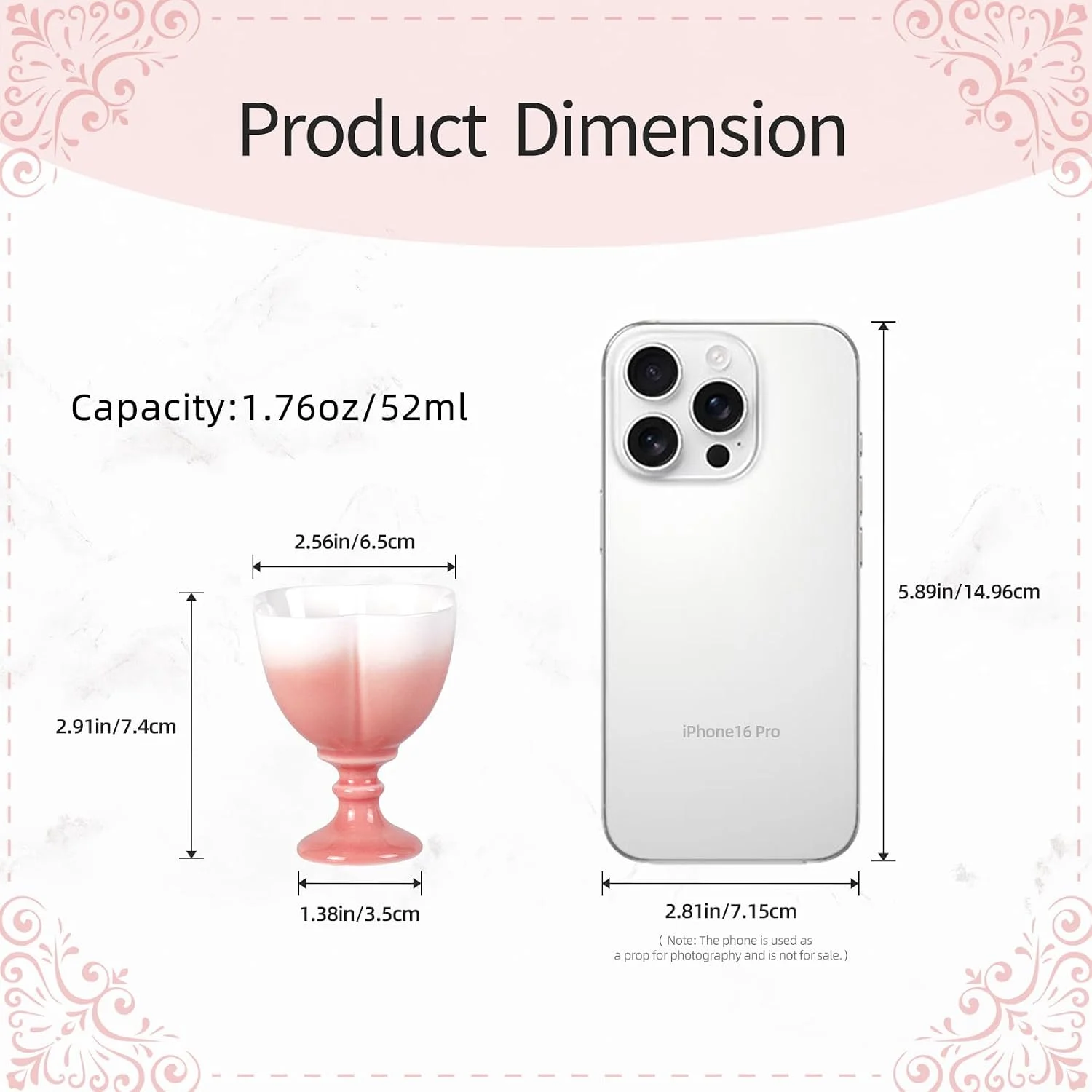 Short-stem ceramic tea cup dimensions and 1.76 oz capacity