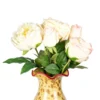 Cream and blush artificial rose stems with dark green leaves KAMMAK 8KPFZH010 home decor product front view for product display