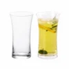 Two tall crystal Collins glasses shown empty and with a citrus drink KAMMAK 7KPSP776N home decor product front view for product display