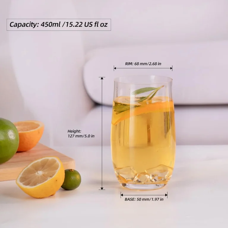 15 oz highball glass dimensions with 450 ml capacity