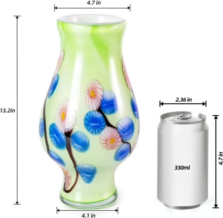 KAMMAK Hand-Blown Colored Glass Vase, 4.2"L x 4.1"W x 13.2"H – 8HPHL032 – product image 2