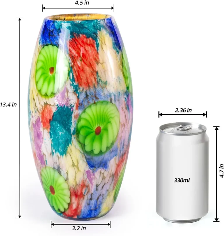 KAMMAK Hand-Blown Colored Glass Vase, 4.5"L x 3.5"W x 13.4"H – 8HPHL041 – product image 2