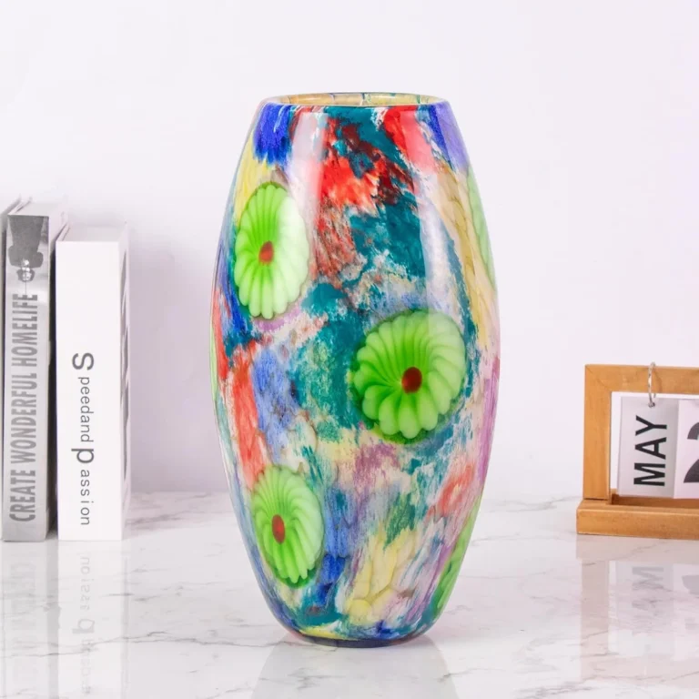 KAMMAK Hand-Blown Colored Glass Vase, 4.5"L x 3.5"W x 13.4"H – 8HPHL041 – product image 4