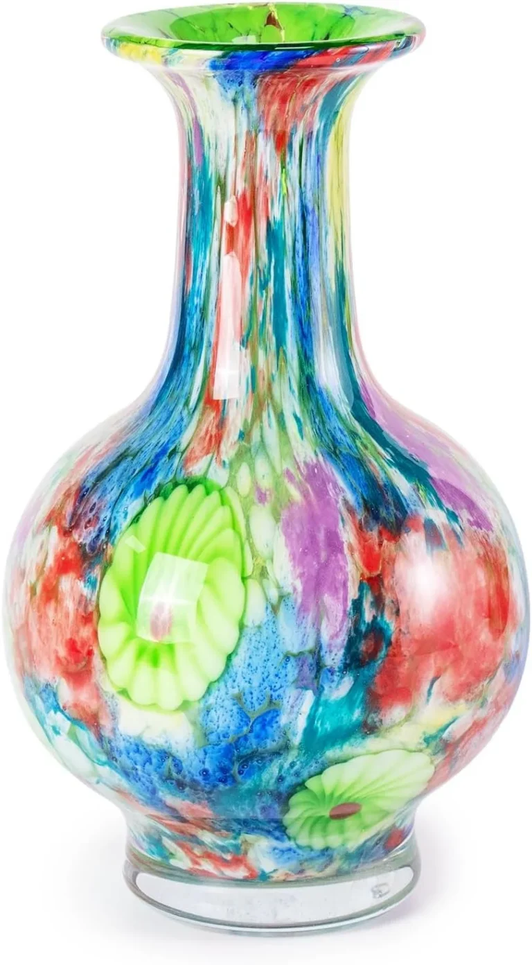 KAMMAK Hand-Blown Colored Glass Vase, 4.8"L x 4.7"W x 13.7"H – 8HPHL036 – product image 1