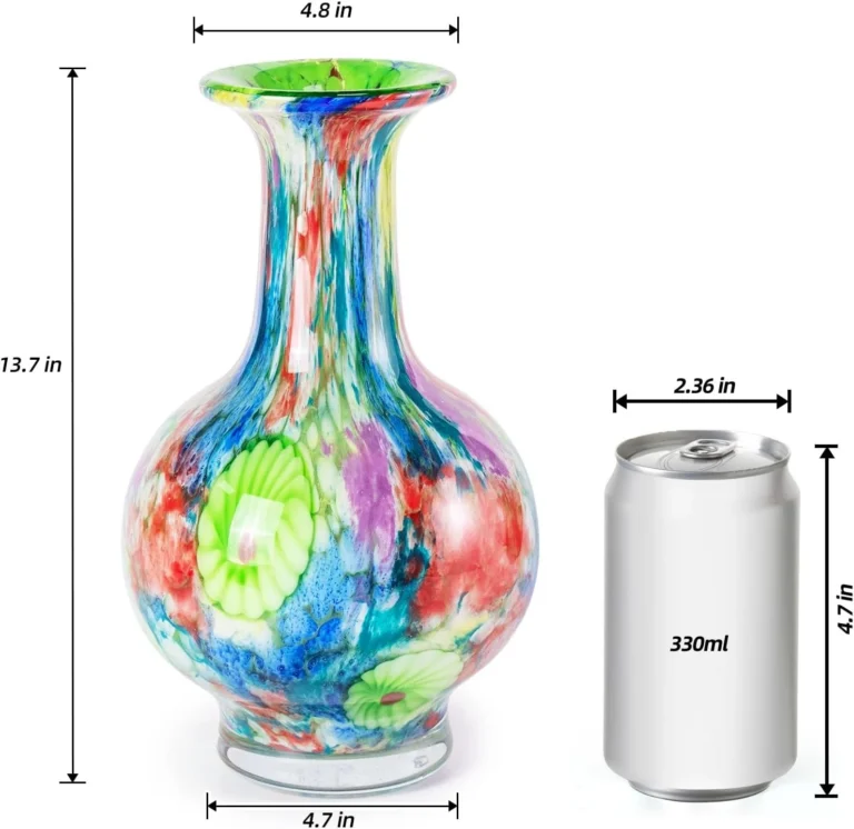 KAMMAK Hand-Blown Colored Glass Vase, 4.8"L x 4.7"W x 13.7"H – 8HPHL036 – product image 2