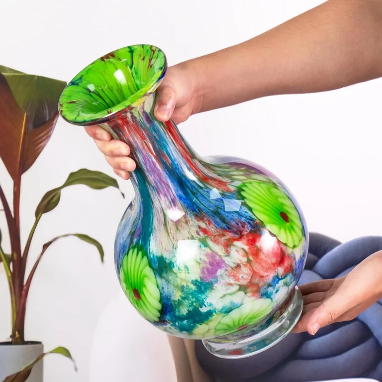 KAMMAK Hand-Blown Colored Glass Vase, 4.8"L x 4.7"W x 13.7"H – 8HPHL036 – product image 3