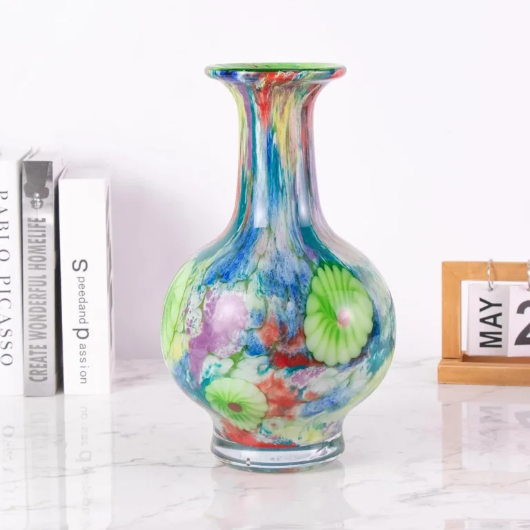 KAMMAK Hand-Blown Colored Glass Vase, 4.8"L x 4.7"W x 13.7"H – 8HPHL036 – product image 4