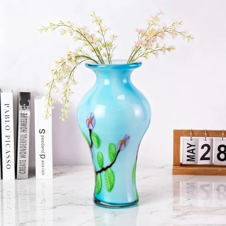 KAMMAK Hand-Blown Colored Glass Vase, 5.2"L x 4.2"W x 13.2"H – 8HPHL022 – product image 3
