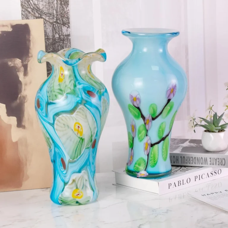 KAMMAK Hand-Blown Colored Glass Vase, 5.2"L x 4.2"W x 13.2"H – 8HPHL022 – product image 4