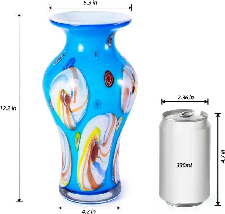 KAMMAK Hand-Blown Colored Glass Vase, 5.3"L x 4.2"W x 12.2"H – 8HPHL020 – product image 2