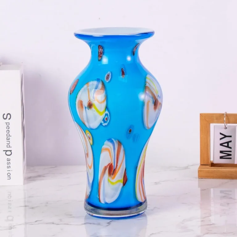 KAMMAK Hand-Blown Colored Glass Vase, 5.3"L x 4.2"W x 12.2"H – 8HPHL020 – product image 4