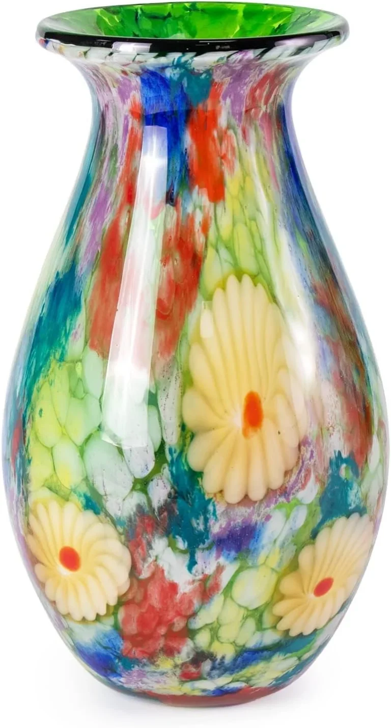 KAMMAK Hand-Blown Colored Glass Vase, 5.7"L x 3.5"W x 12.7"H – 8HPHL038 – product image 1