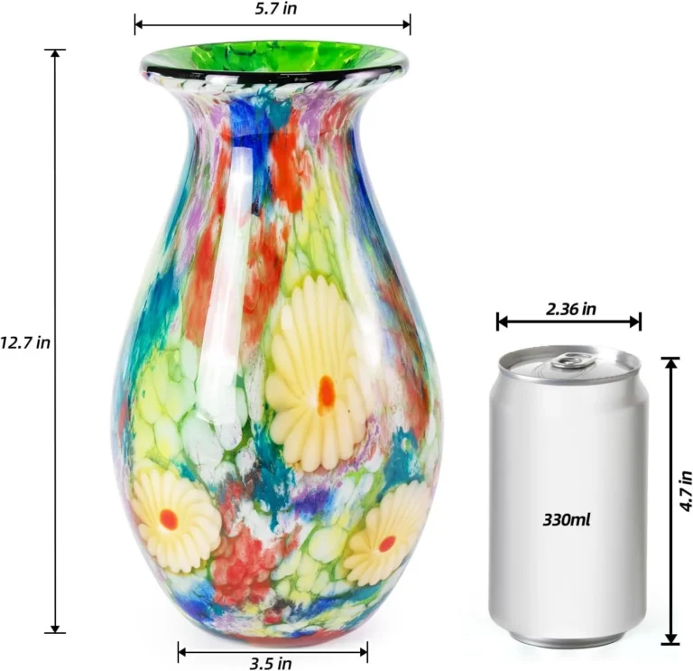 KAMMAK Hand-Blown Colored Glass Vase, 5.7"L x 3.5"W x 12.7"H – 8HPHL038 – product image 2
