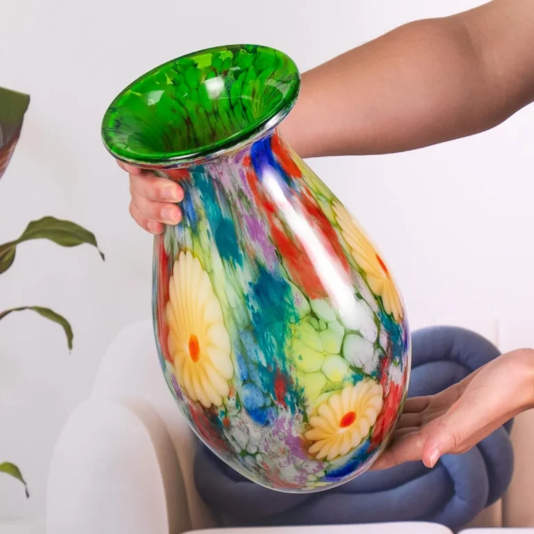 KAMMAK Hand-Blown Colored Glass Vase, 5.7"L x 3.5"W x 12.7"H – 8HPHL038 – product image 3