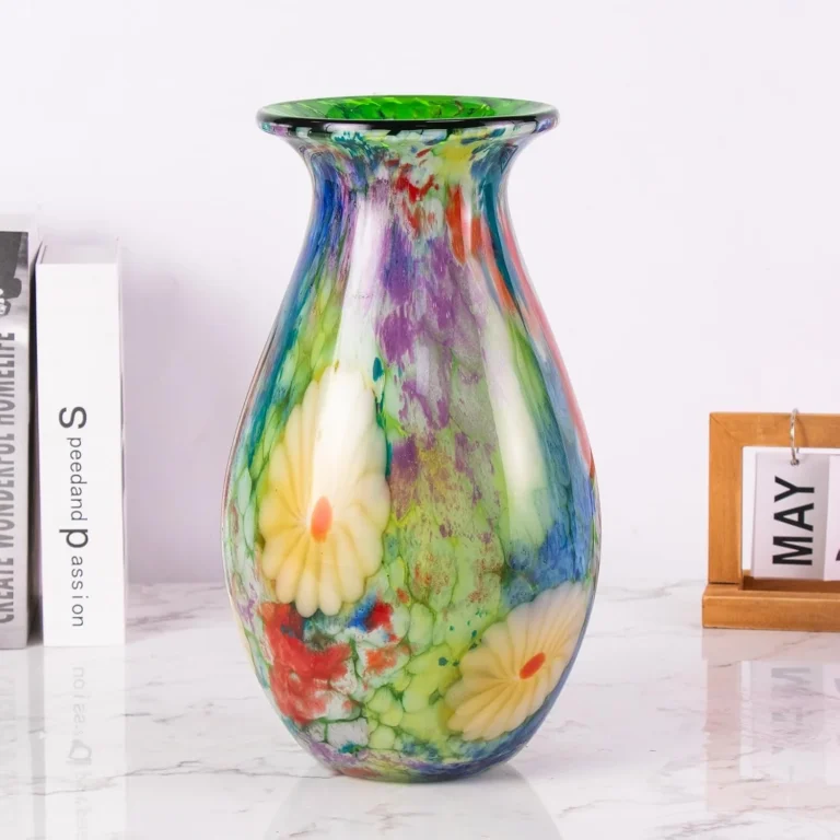 KAMMAK Hand-Blown Colored Glass Vase, 5.7"L x 3.5"W x 12.7"H – 8HPHL038 – product image 4