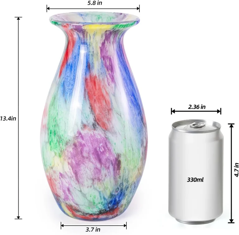 KAMMAK Hand-Blown Colored Glass Vase, 5.8"L x 3.7"W x 13.4"H – 8HPHL027 – product image 2