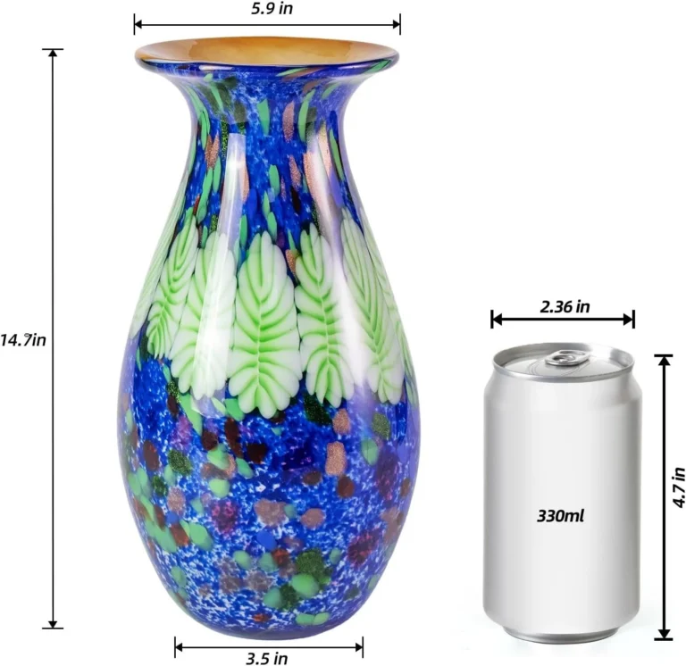 KAMMAK Hand-Blown Colored Glass Vase, 5.9"L x 3.5"W x 14.7"H – 8HPHL023 – product image 2